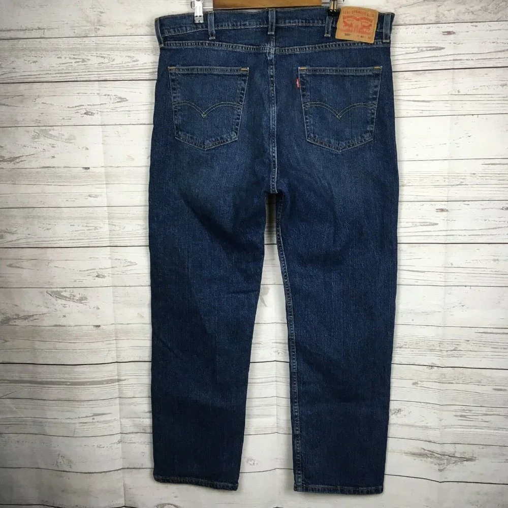 Levis 505 Mens Regular Fit Blue Jeans 40x30 Cotton Stretch‎ Blend Denim